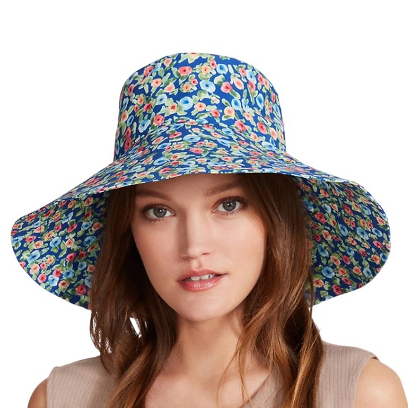 EVIE & EMMA Women’s Blue Oversized Floral Bucket Hat. One Size - Picture 1 of 8